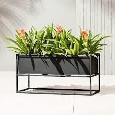 Black Rectangular Metal Garden Planter