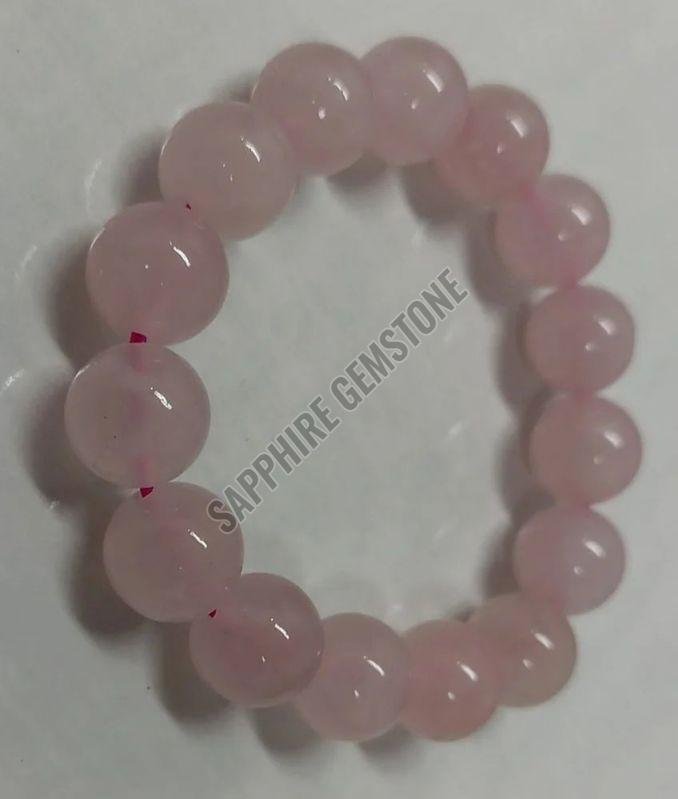 12mm Round Bead Rose Quartz Bracelet