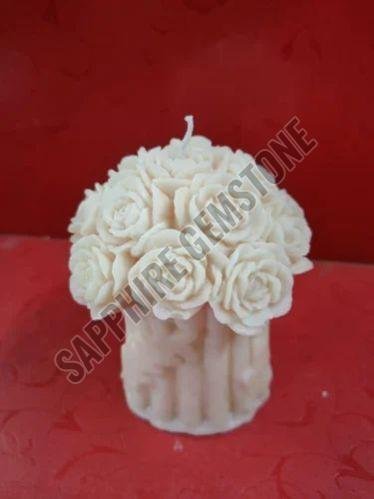 White Rose Bouquet Decorative Candle