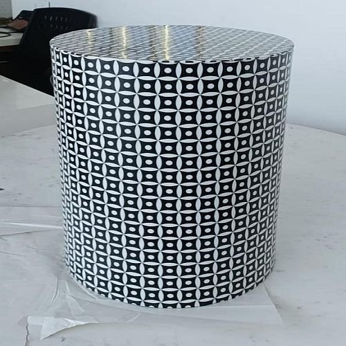 Modern Round Bone Inlay Side Table