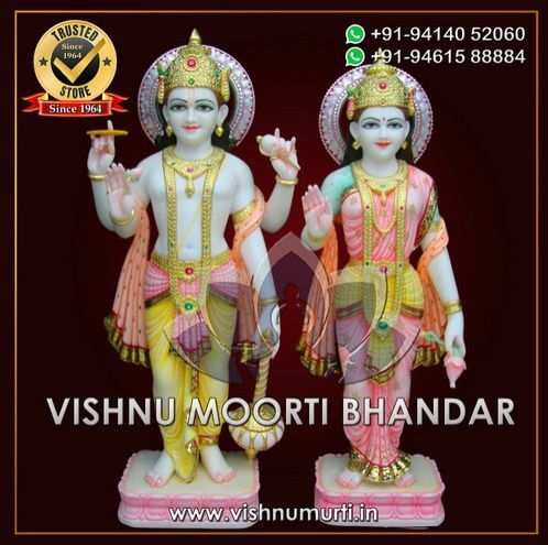 Vishnu Laxmi Marble Statue