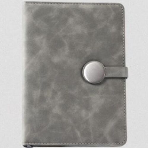 A5 Grey Soft PU Cover Notebook With Metal Loop