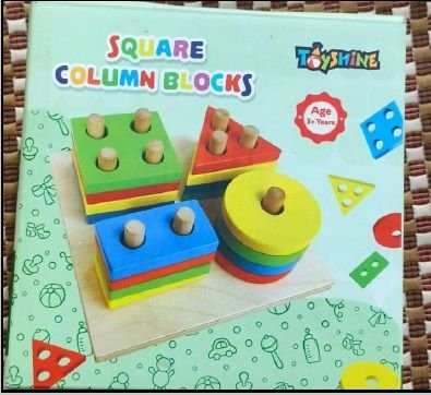 Wooden Geometric Shape Matching Four Column Blocks