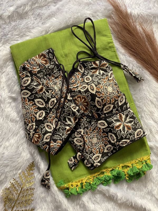 Green Ladies Printed Cotton Silk Saree