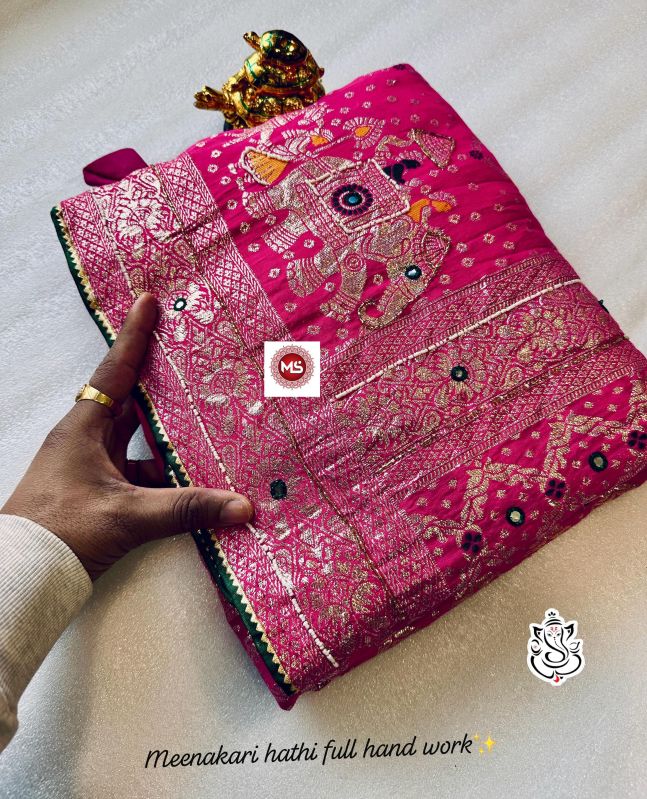 Hathi Design Cotton Silk Saree