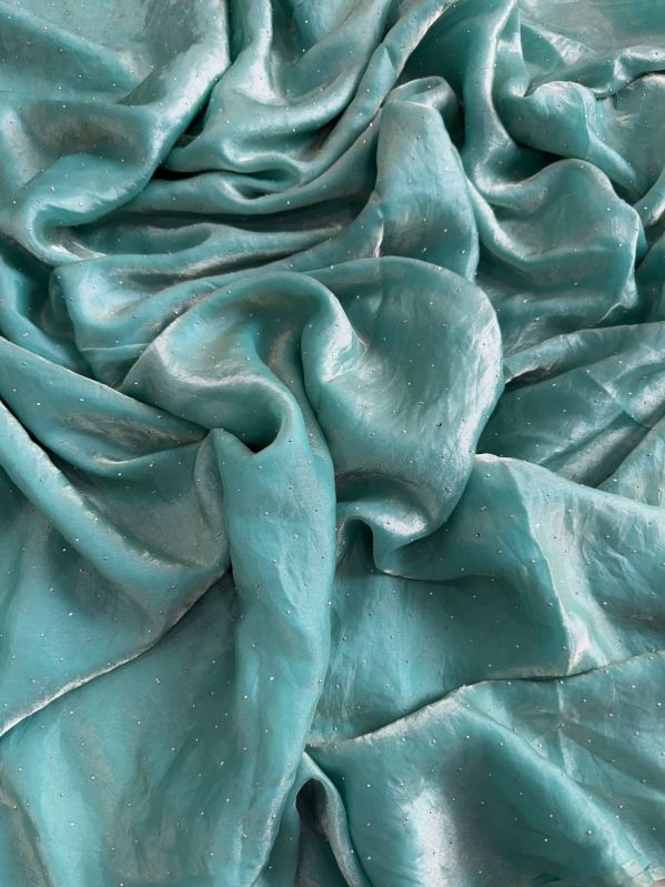 Sky Blue Stone Work Ladies Silk Saree