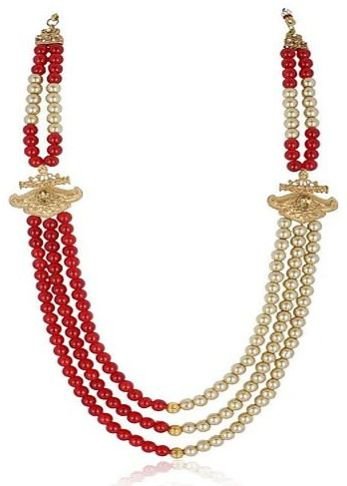 Golden and Red Wedding Groom Sherwani Necklace