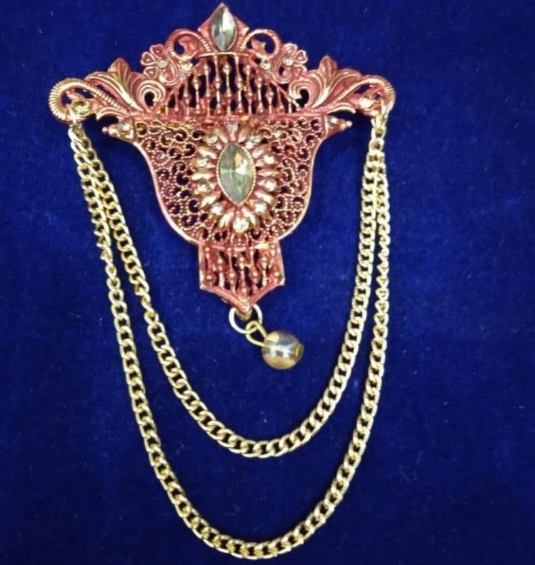 Golden Brass Sherwani Brooch Pin