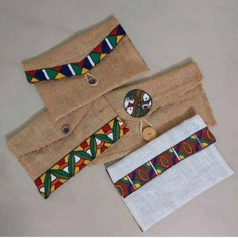 Madhubani Print Jute Pouch Bag