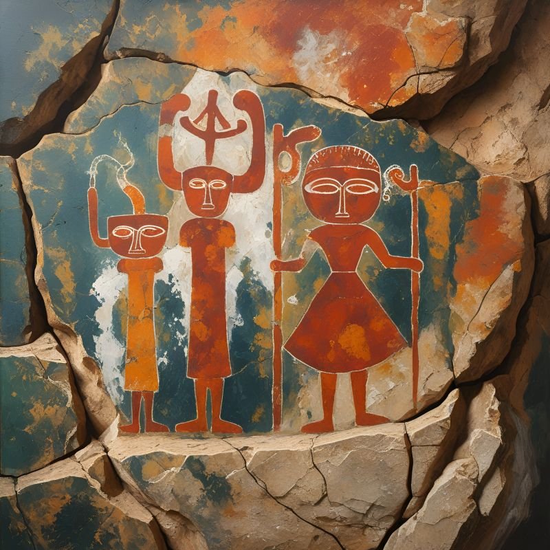 Ancient Tribal Rock Art Canvas Wall Painting
