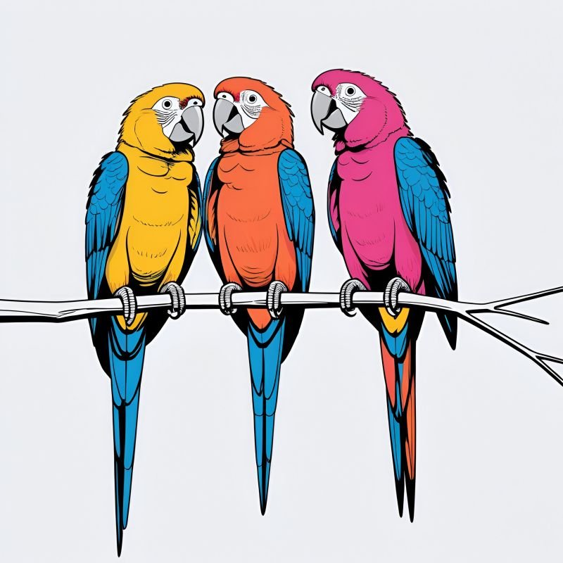 Colorful Parrot Digital Landscape Painting