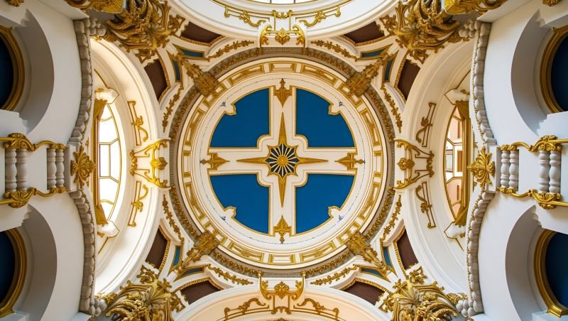 Elegant Radiant Baroque Dome Digital Canvas Painting