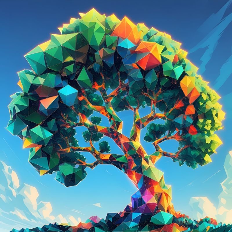 Geometric Tree Digital Wall Art Painting