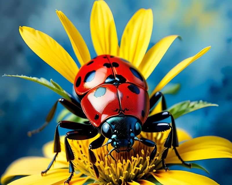 Ladybug Macro Digital Landscape Painting