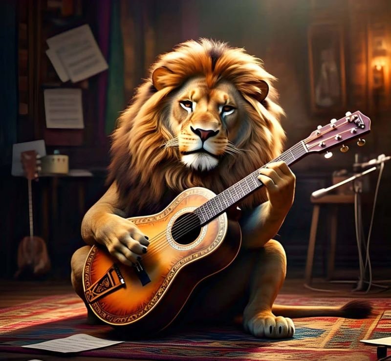 Lion Digital Art Wall Painting