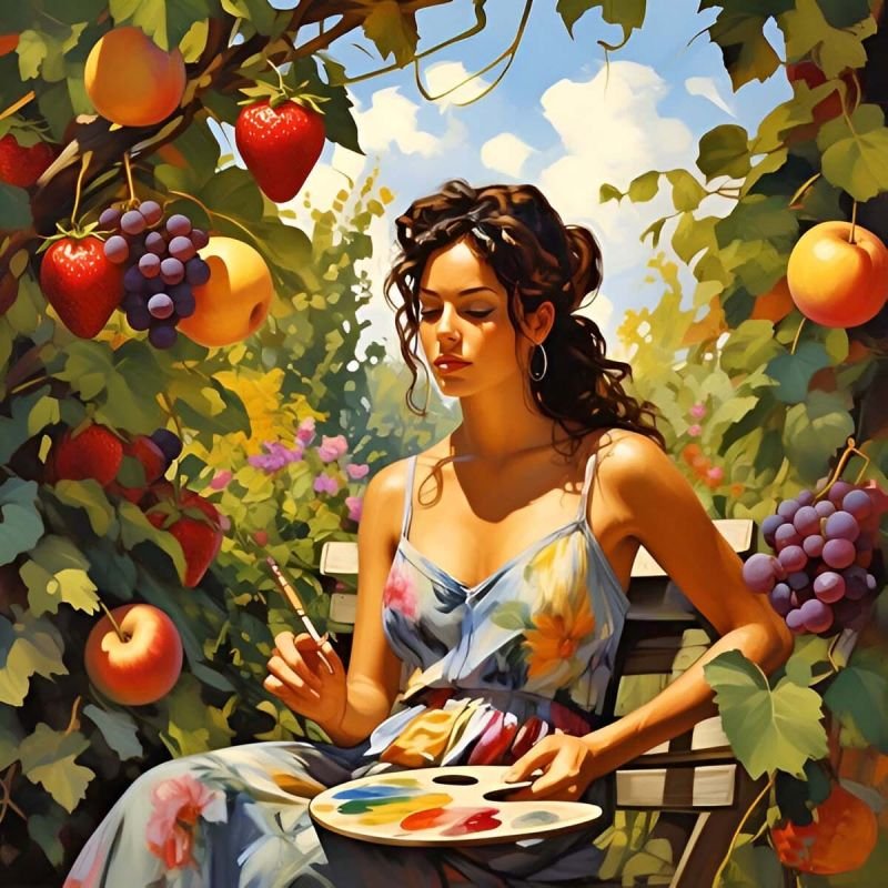 Nature Inspired Woman Digital Portrait Painting