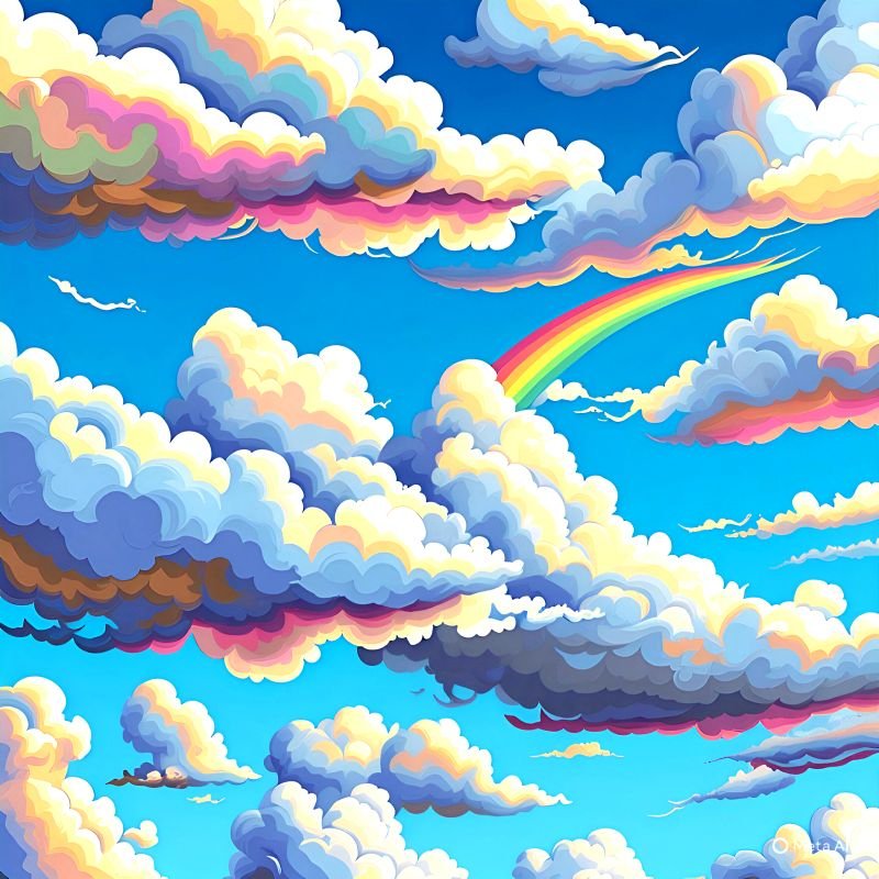 Rainbow Cloudscape Digital Abstract Painting