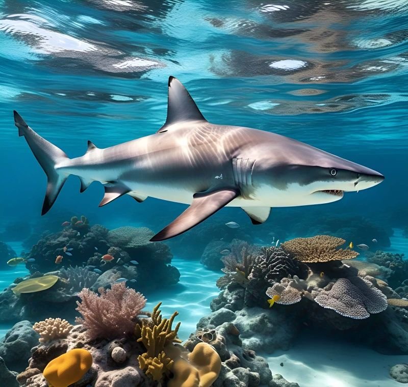 Shark Underwater Digital Art Wall Painting