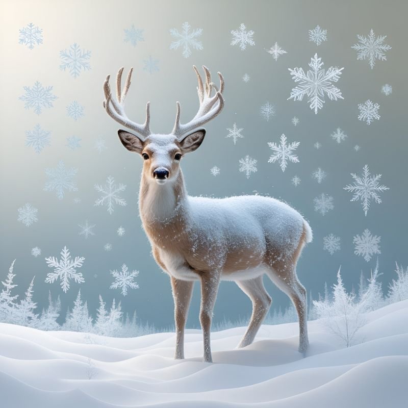 Snow Deer Digital Landscape Painting