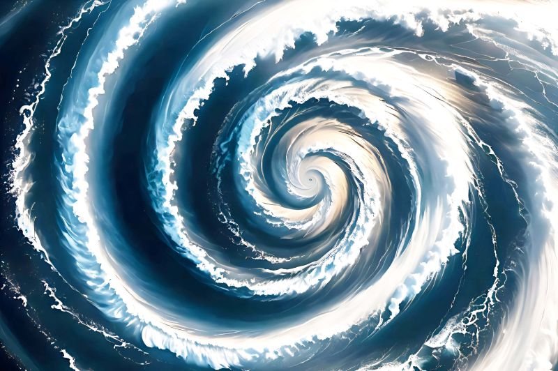 Twisting Waves Cyclone Modern Digital Painting