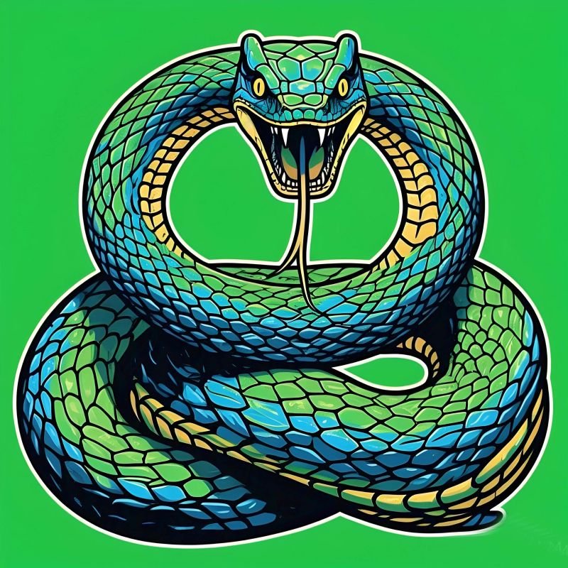 Vibrant Coiled Snake Digital Wall Art Painting