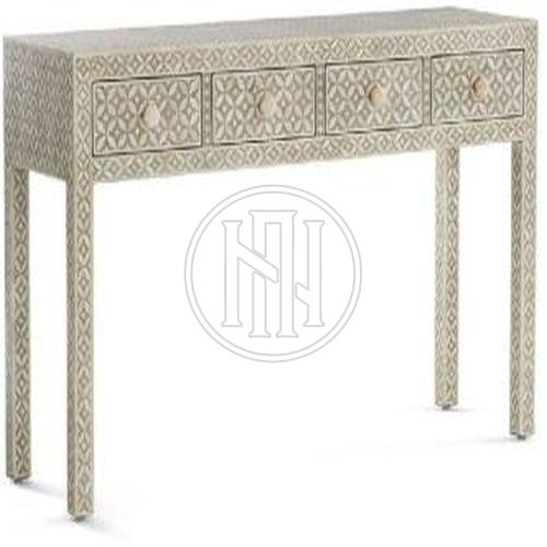 Black and White Target Design Bone Inlay Cabinet