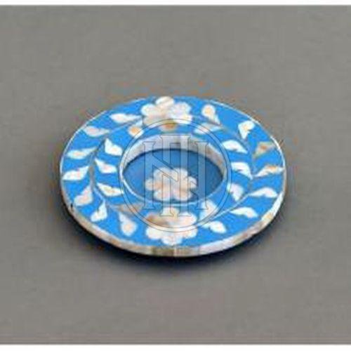 Blue and White Floral Bone Inlay Coaster