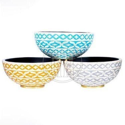 Geometric Bone Inlay Decorative Bowl