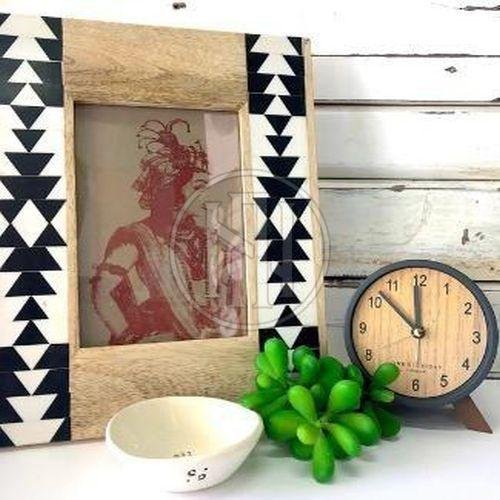 Geometric Inlay Wood Photo Frame
