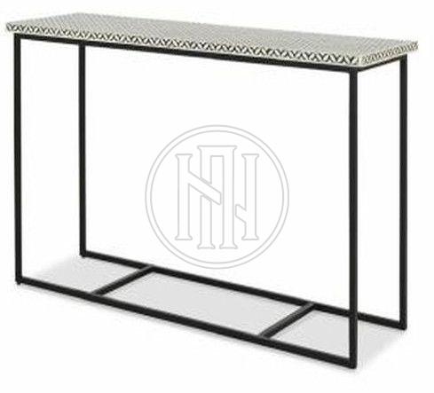 Grey and White Geometric Waterfall Console Table