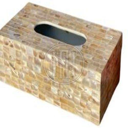 Natural Tone Shell Inlay Rectangular Tissue Box Holder