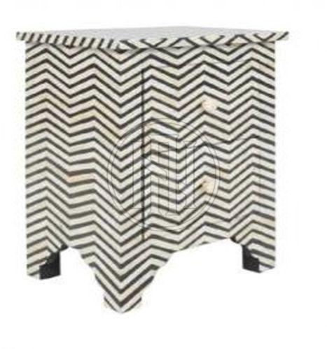 Pink and White Scallop Bone Inlay Nightstand