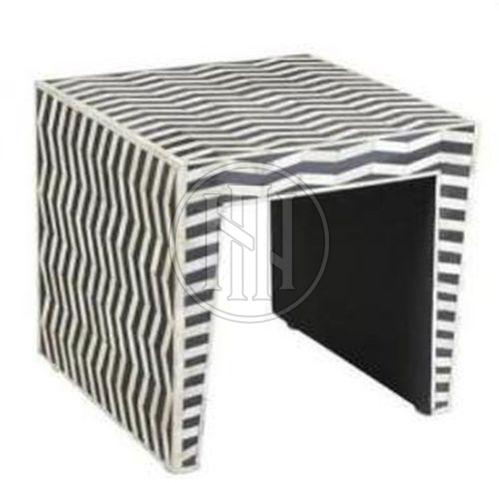 Square Waterfall Coffee Table with Black and White Chevron Inlay