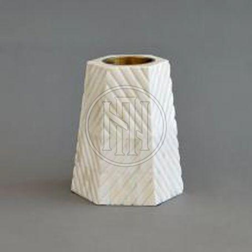 White Geometric Pattern Bone Inlay Candle Holder