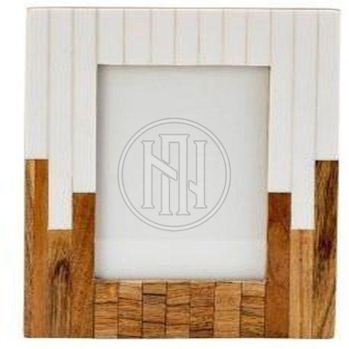 White Resin and Natural Wood Photo Frame
