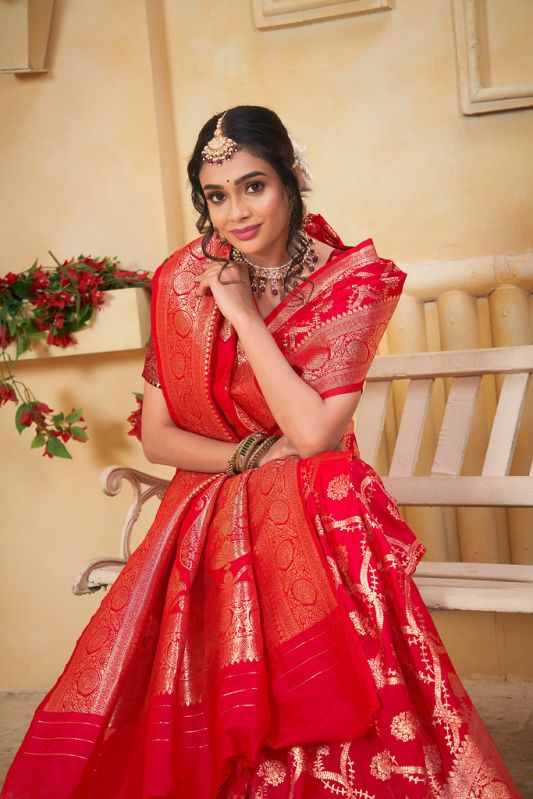 9734 Hot Pink Jari Work Weaving Banarasi Soft Silk Saree