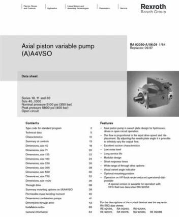 Rexroth A4VSO250 Rexroth Hydraulic Pump