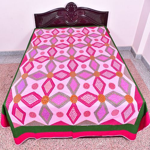 Multicolor Embroidered Handicraft Bed Sheet