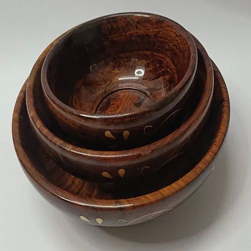 3 Pcs Wooden Bowl Set