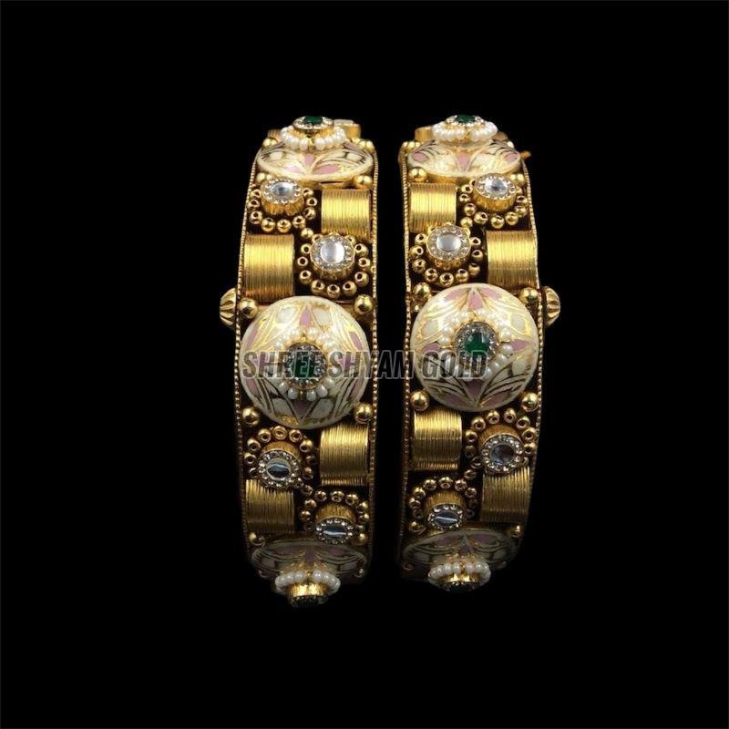 22K Real Gold Designer Meenakari Bangle Set