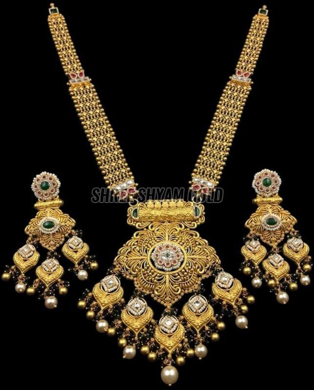 Ethnic Meenakari Gold Long Necklace Set