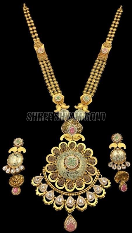 Ethnic Unique Design Gold Long Necklace Set