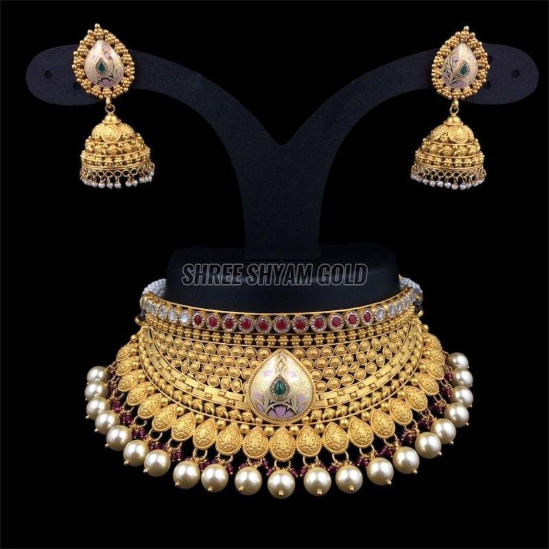 Festival Wear Unique Design Gold Necklace Set