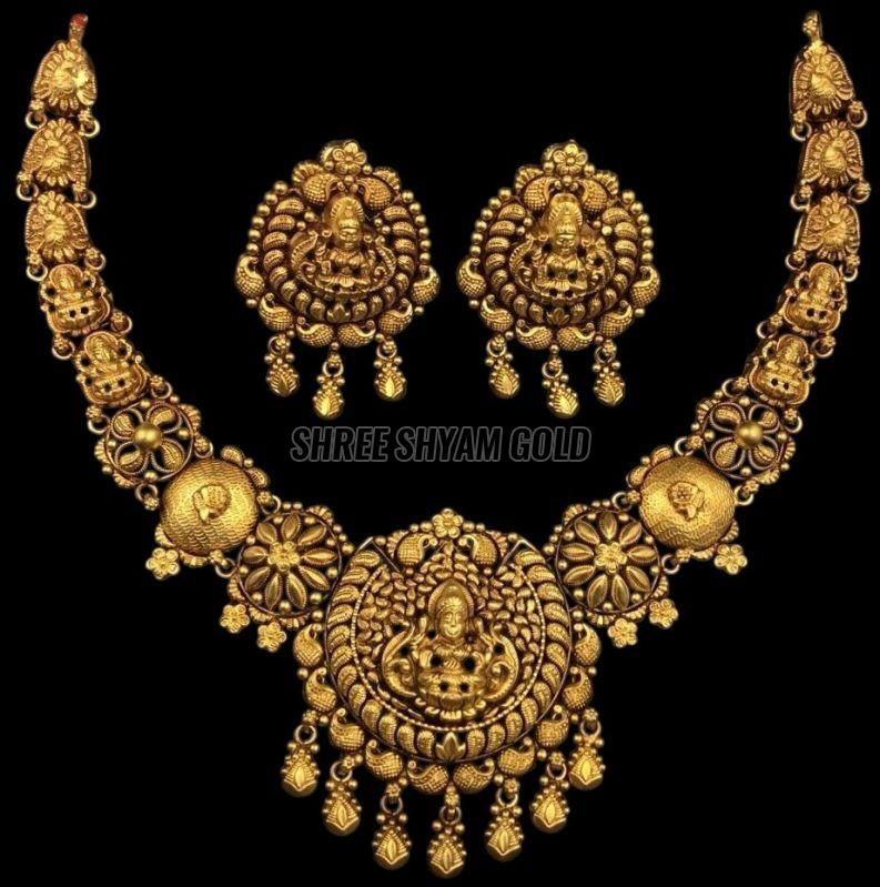 Golden Traditional Temple Gold Necklace Set