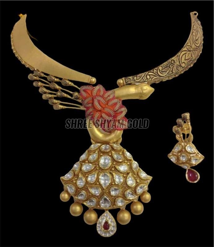 Handcrafted Peacock Motif Bridal Gold Necklace Set