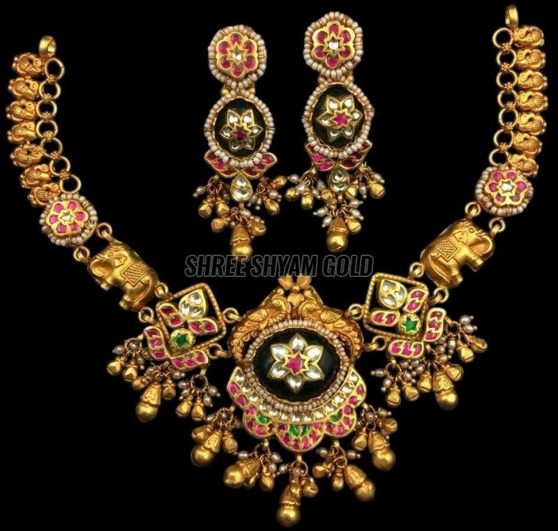 22k Real Gold Indian Heritage Necklace Set