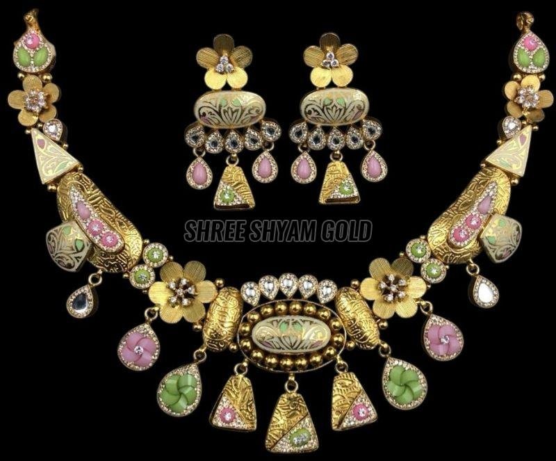 Handcrafted Ethnic Kundan Beaded Gold Necklace Set