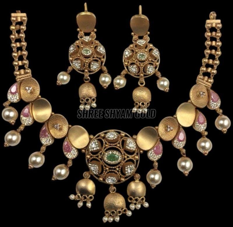 Handcrafted Traditional Matte Gold Necklace Set