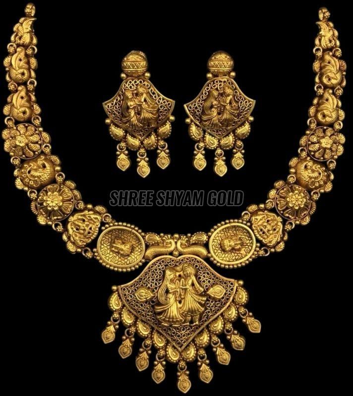 Radha Krishna Hand Crafted Meenakari Temple Necklace Set