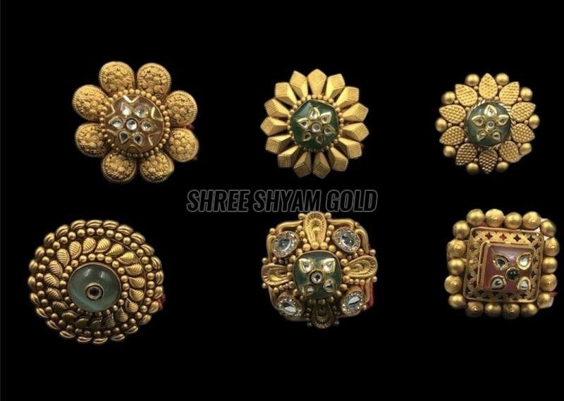 Traditional Meenakari Gold Finger Ring